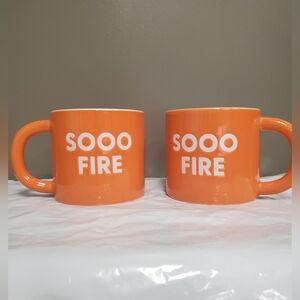 Room Essentials 16oz Stoneware "SOOO FIRE" Mugs, Set Of 2